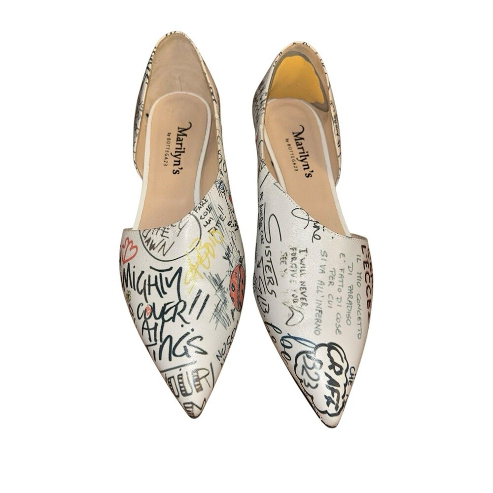 Marilyns by Bottega23 White Grafitti Side‎ Cut Out Heels Size 39